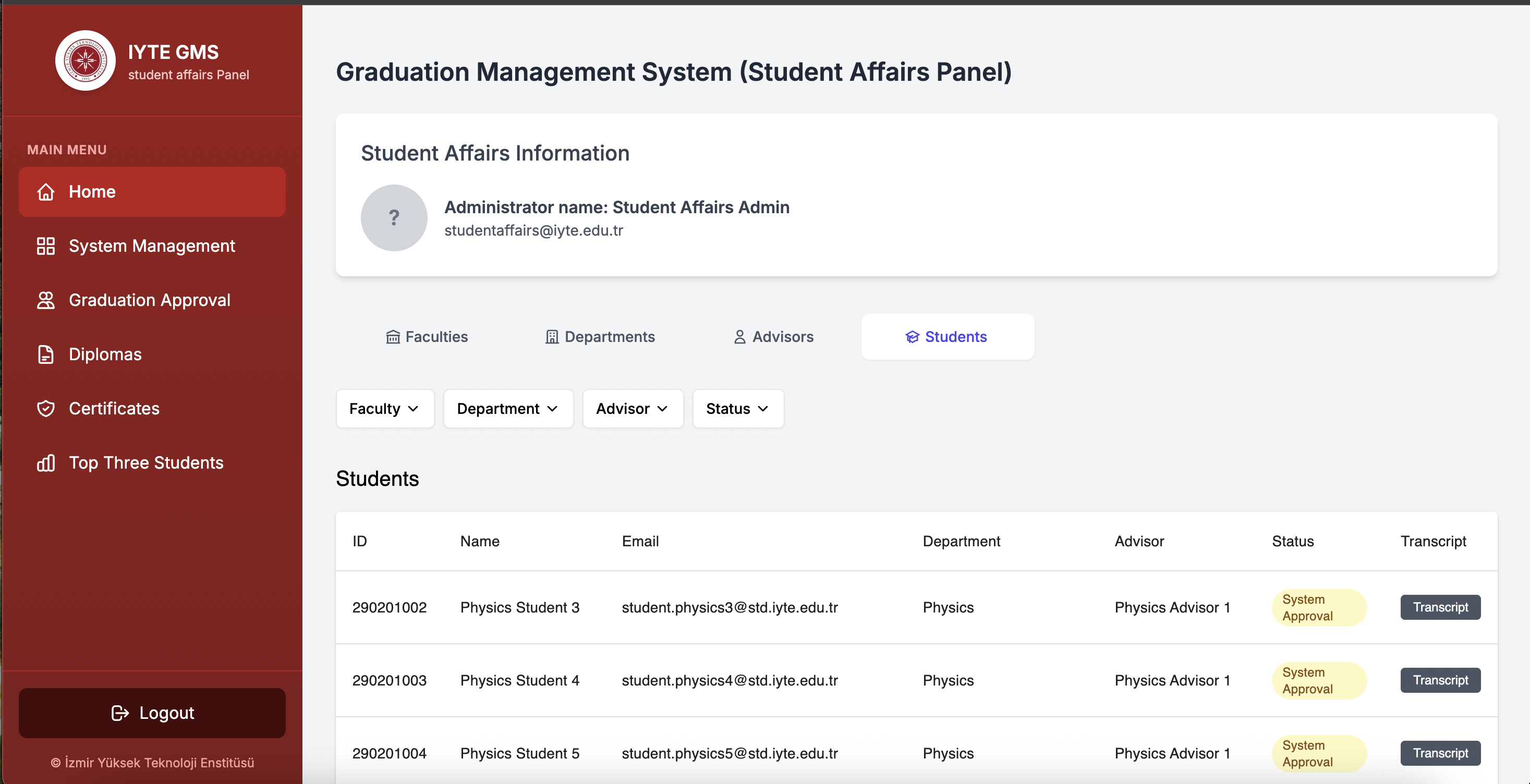 Graduation Management System